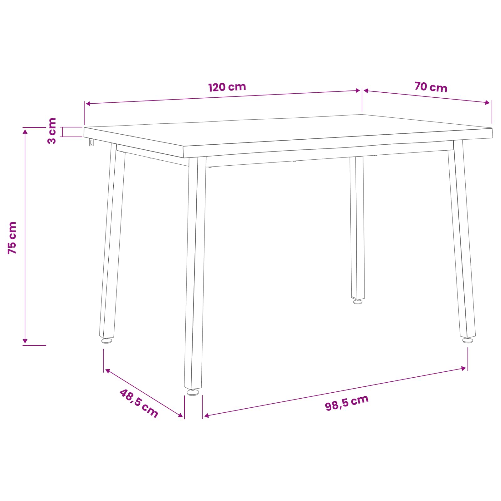 120 x 70 x 75 cm Massief Acaciahout Donkerbruin en Wit image 10