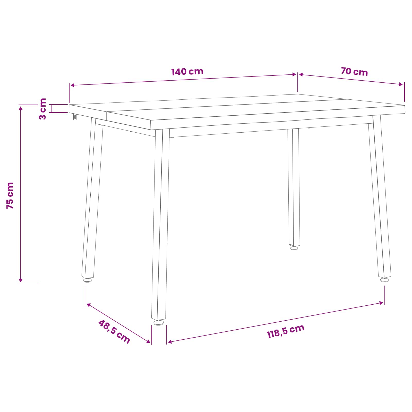 140 x 70 x 75 cm Massief Acaciahout Natuurlijk en Koffie image 8