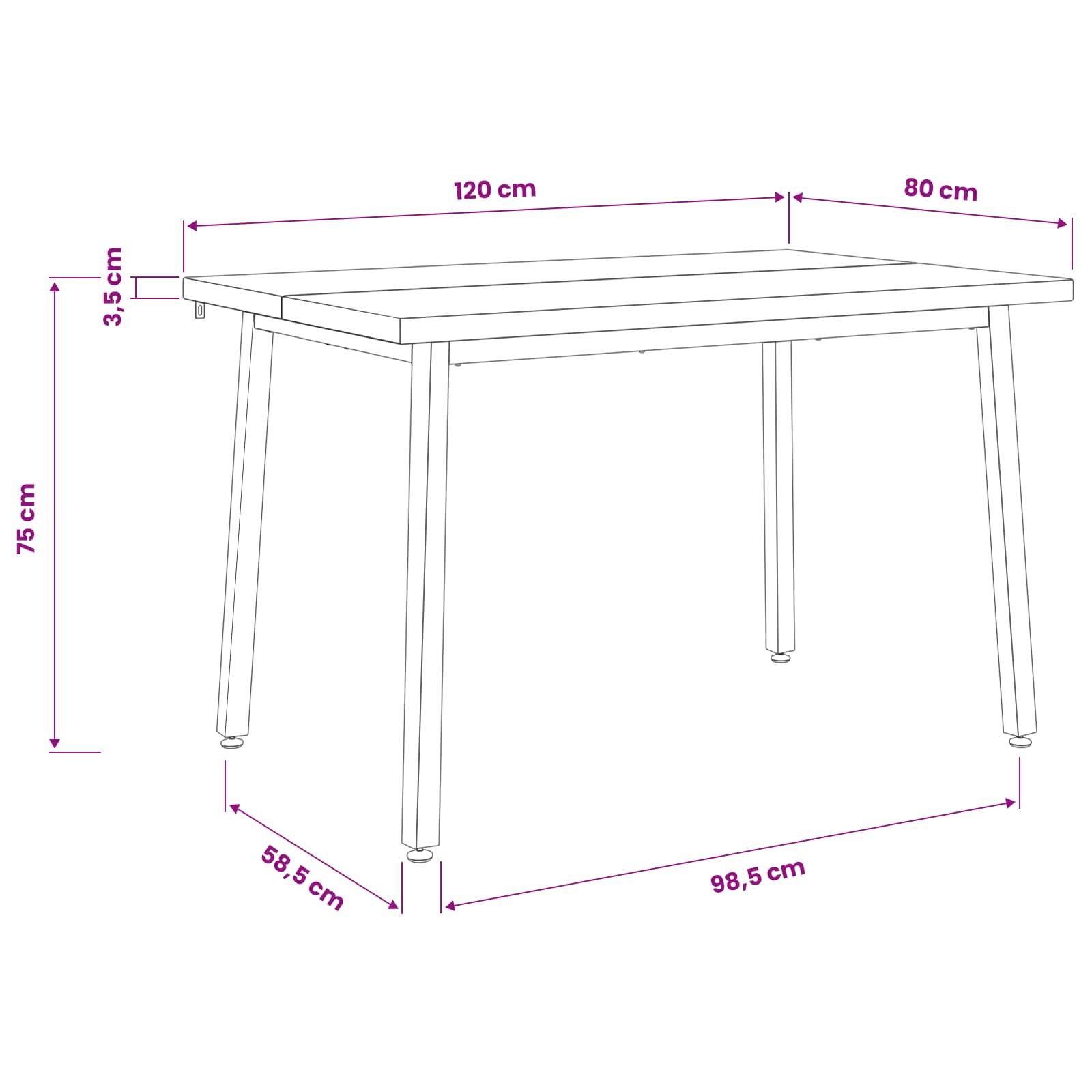 120 x 80 x 75 cm Massief Acaciahout Donkerbruin en Wit image 10