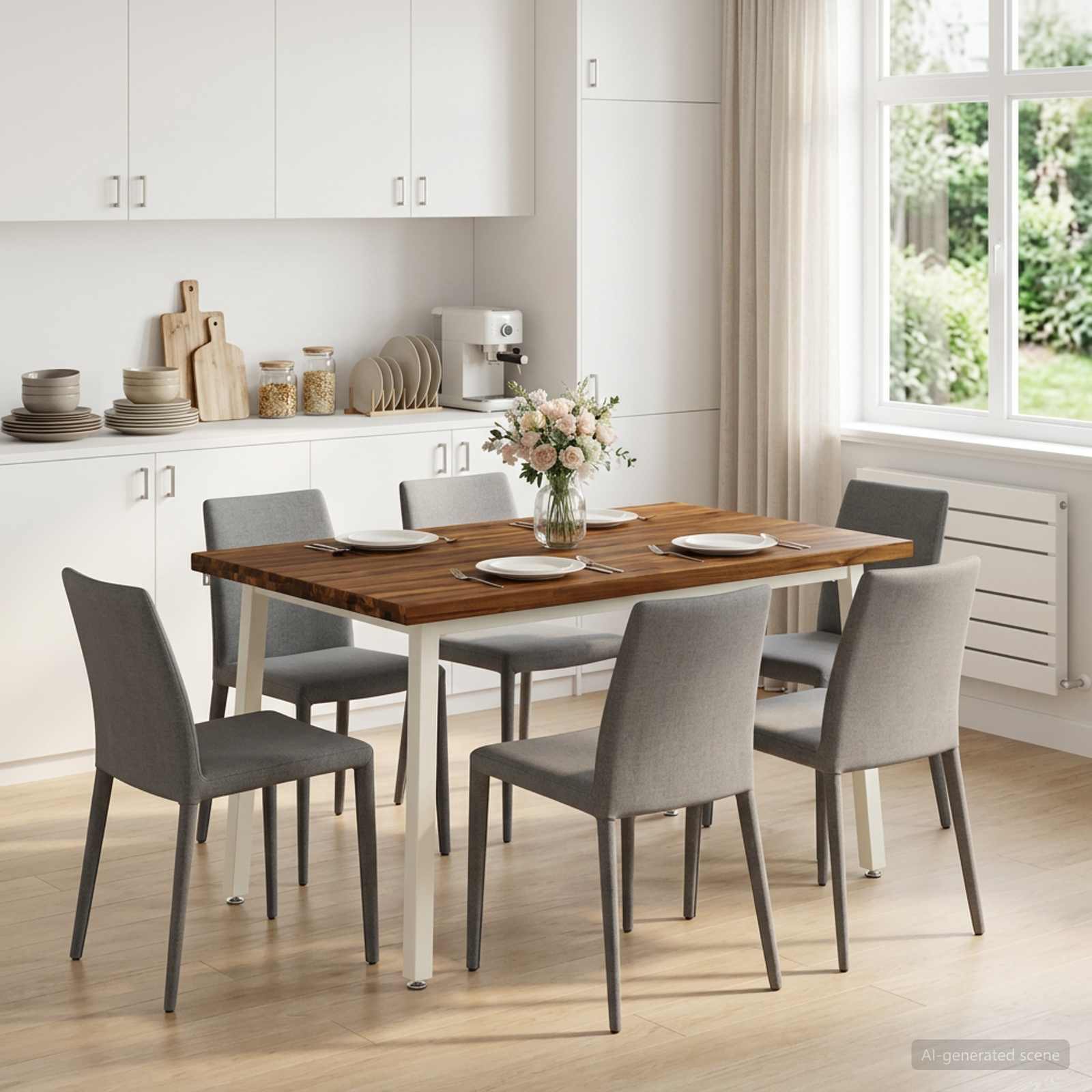 vidaXL 120 x 80 x 75 cm Massivt Akaciaträ Naturlig och vit Rektangulär