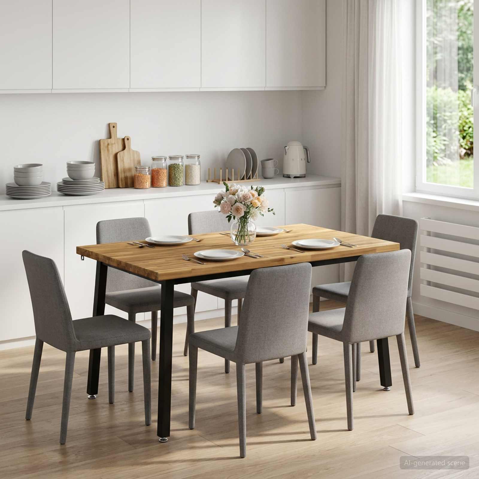 vidaXL 120 x 80 x 75 cm Massivt Akaciaträ Vit och svart Rektangulär
