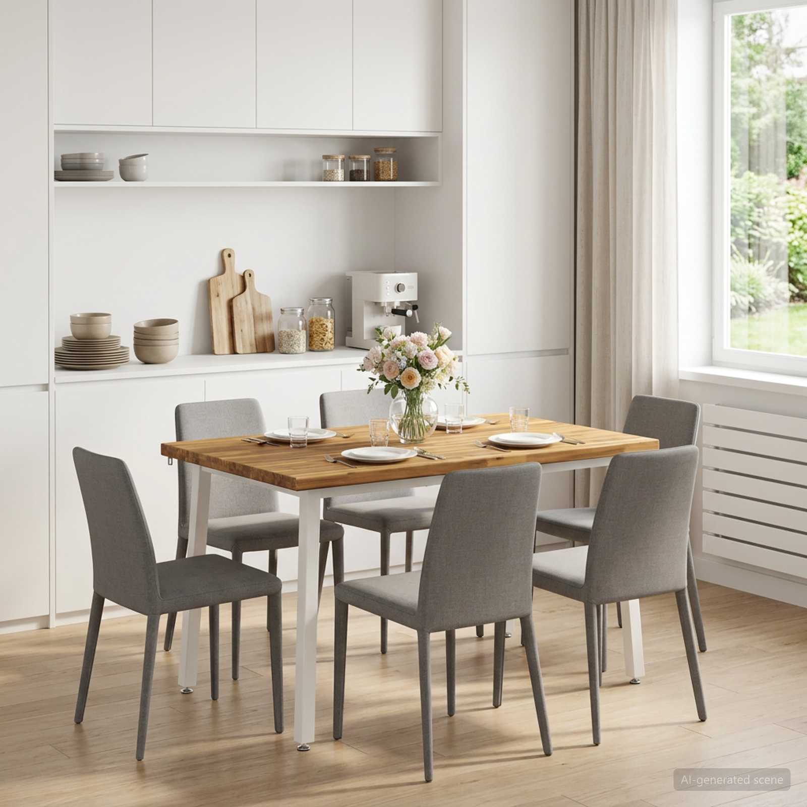 vidaXL 120 x 80 x 75 cm Massivt Akaciaträ Vit Rektangulär