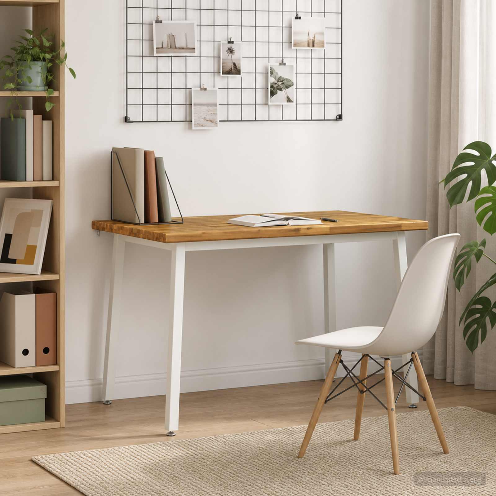 vidaXL 120 x 80 x 75 cm Massivt Akaciatr&auml; Vit Rektangul&auml;r