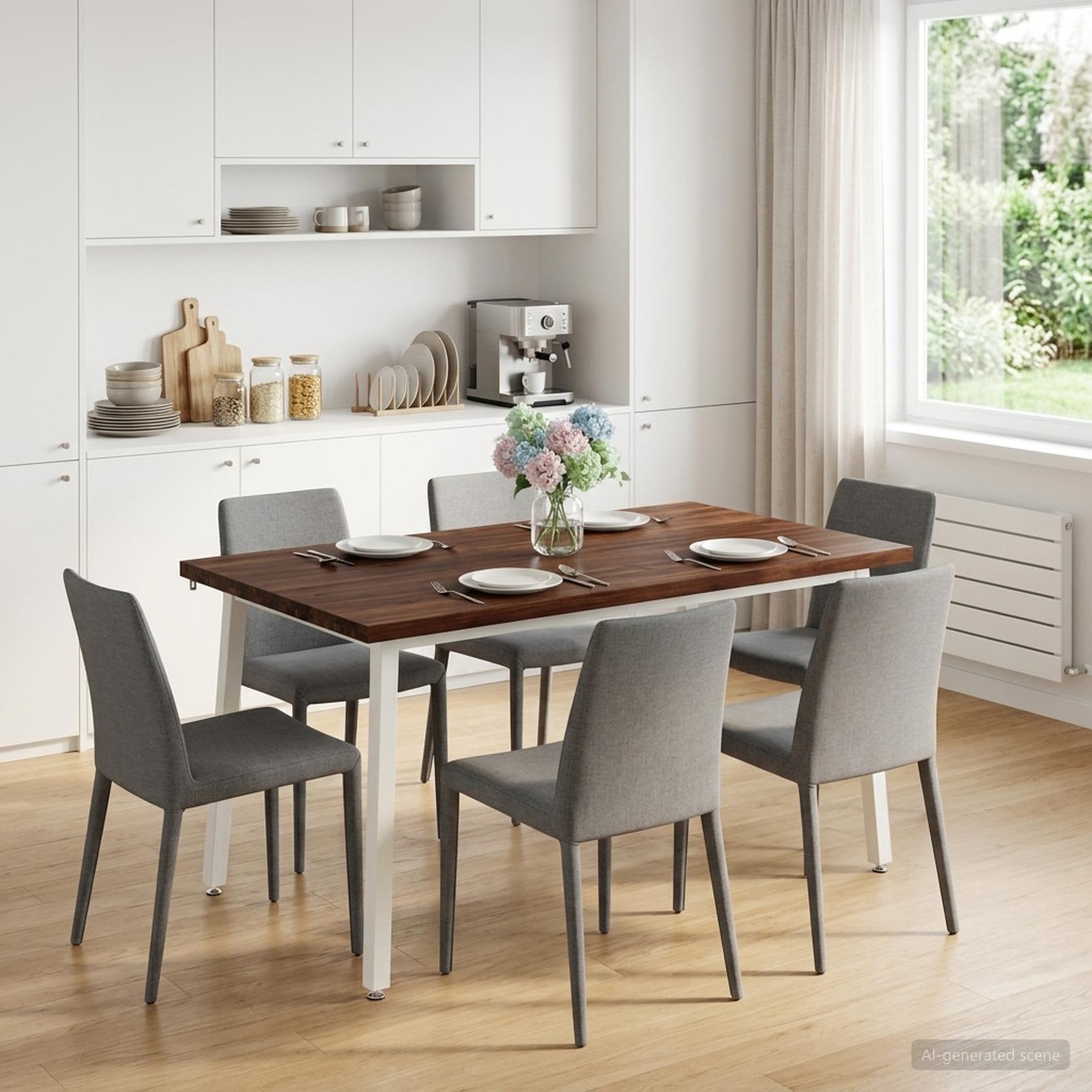 vidaXL - 140 - x - 70 - x - 75 - cm - Massief - Acacia - Hout - Donkerbruin - en - Wit