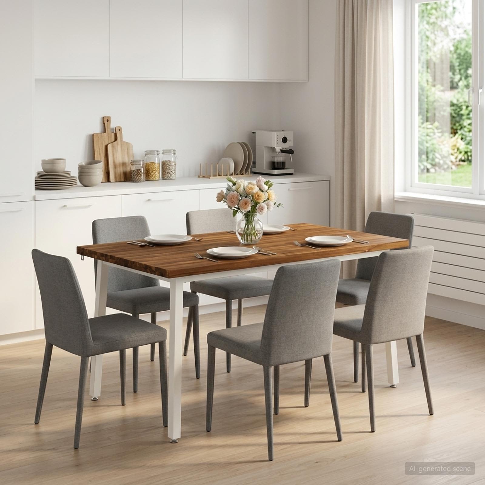 vidaXL 140 x 80 x 75 cm Massivt Akaciaträ Naturlig och vit Rektangulär