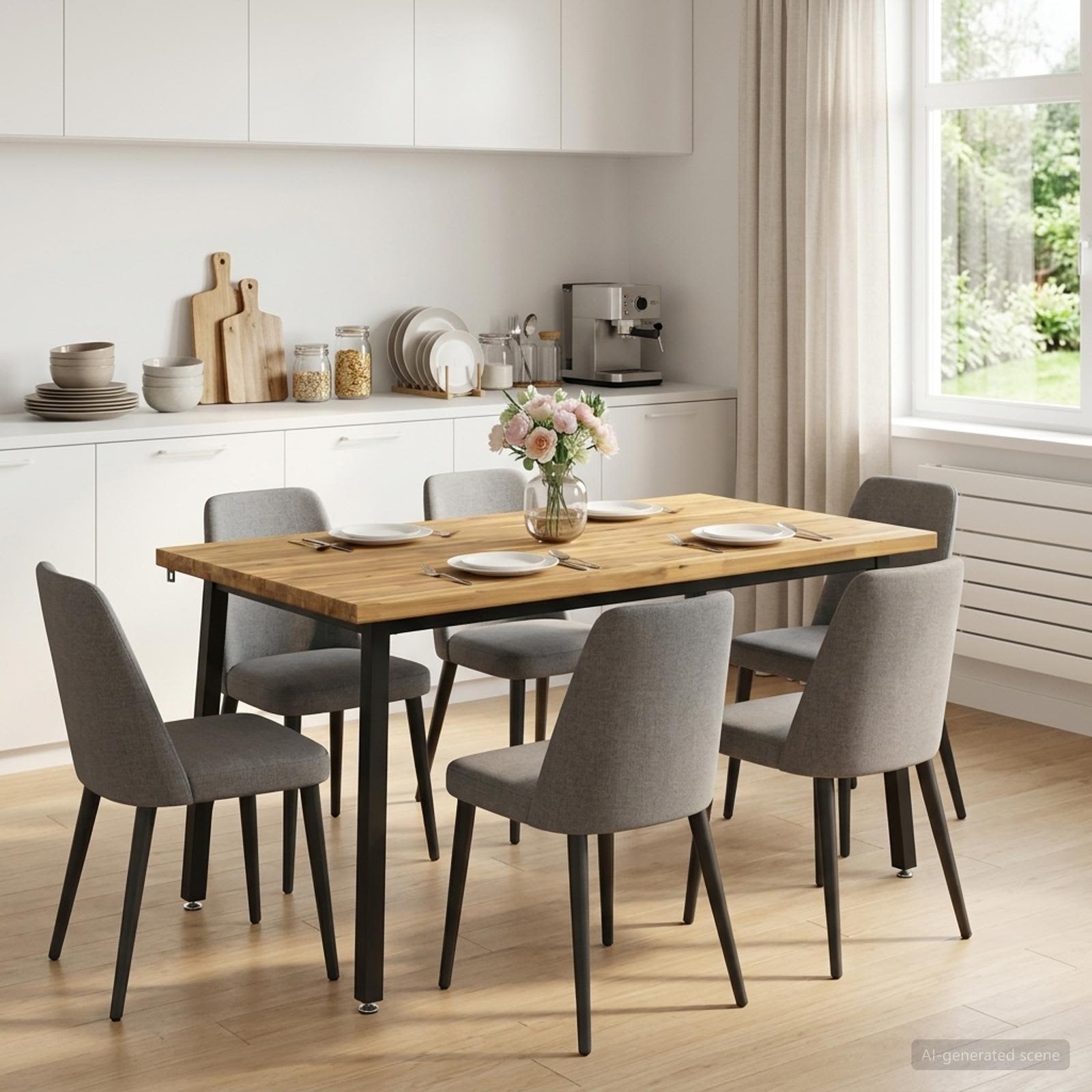 vidaXL 140 x 70 x 75 cm Massivt Akaciaträ Vit och svart Rektangulär