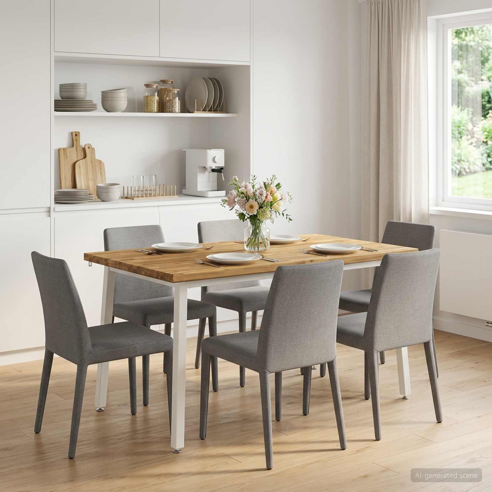 vidaXL 140 x 80 x 75 cm Massivt Akaciaträ Vit Rektangulär