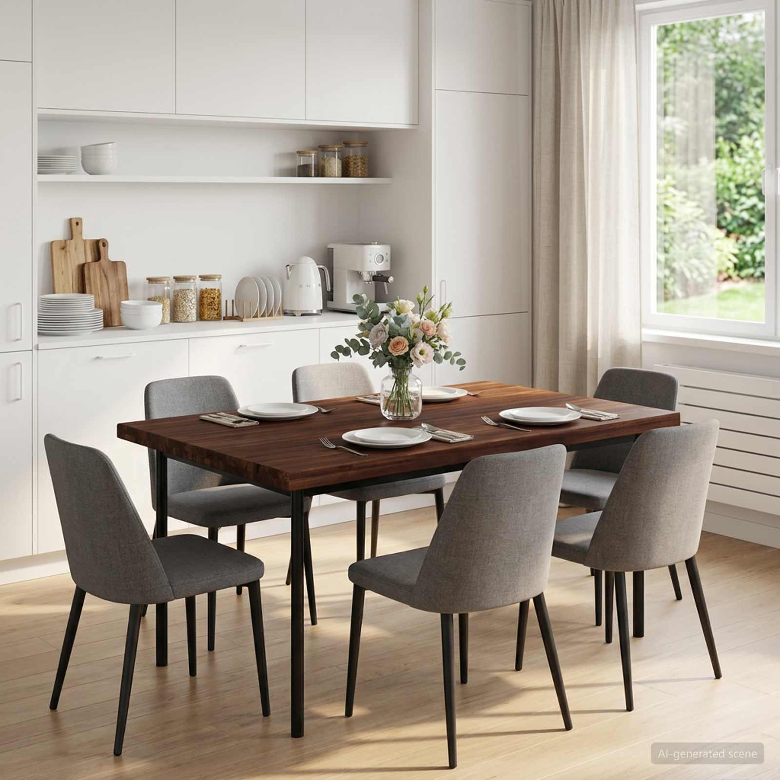 Rektangulær bordplade i massivt akacietræ 90 x 80 x 3,2 cm - mørk brun