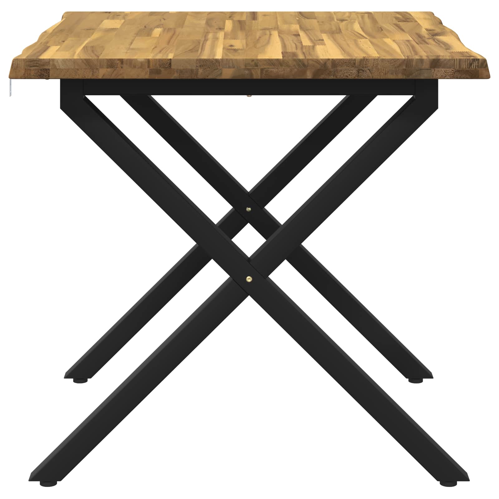 vidaXL - 60 - x - 55 - x - 75 - cm - Massief - Acacia - Hout - Wit - en - zwart - Rechthoekig