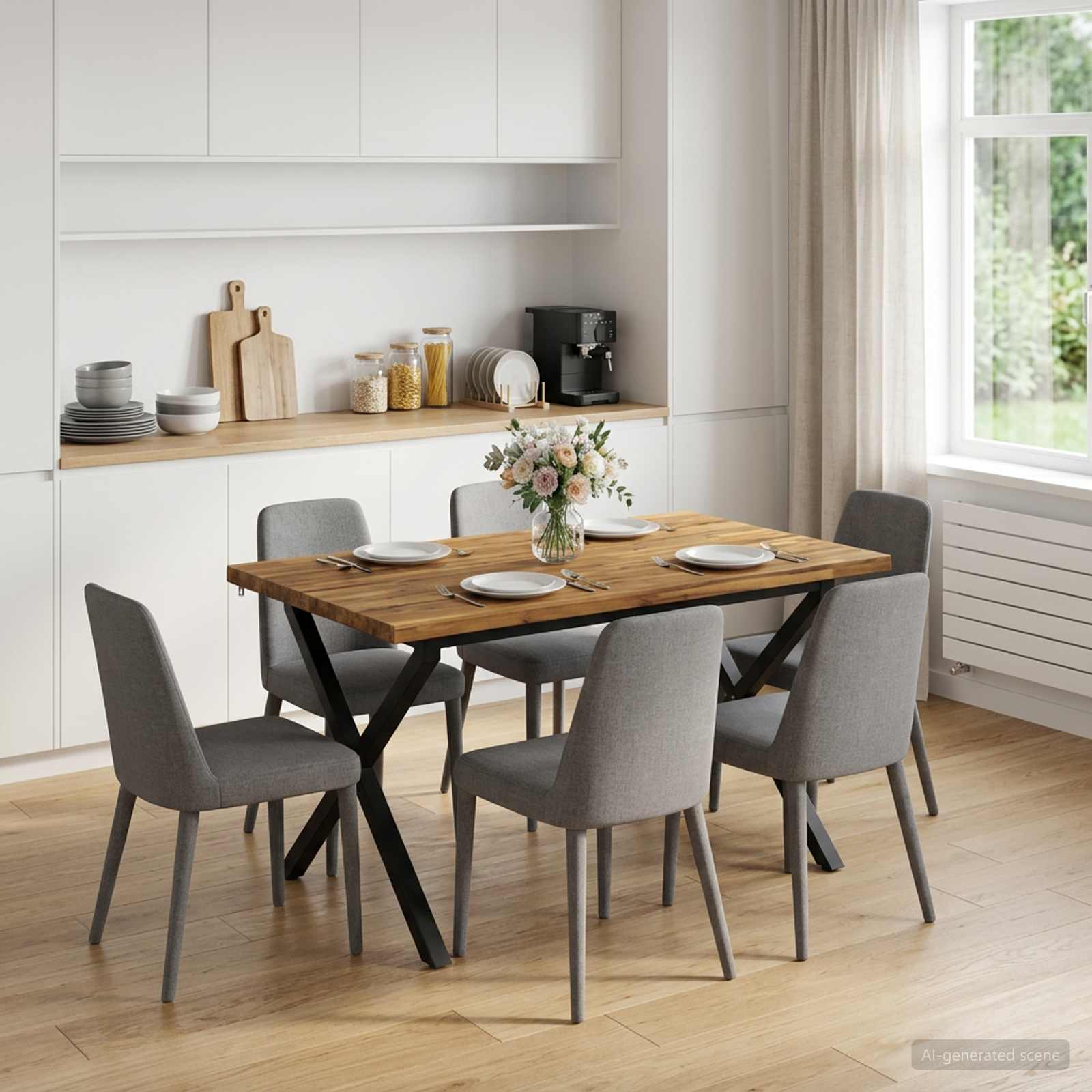 vidaXL - Eettafel - met - levendige - rand - 90 - x - 55 - x - 75 - cm - Massief - Acacia - Hout