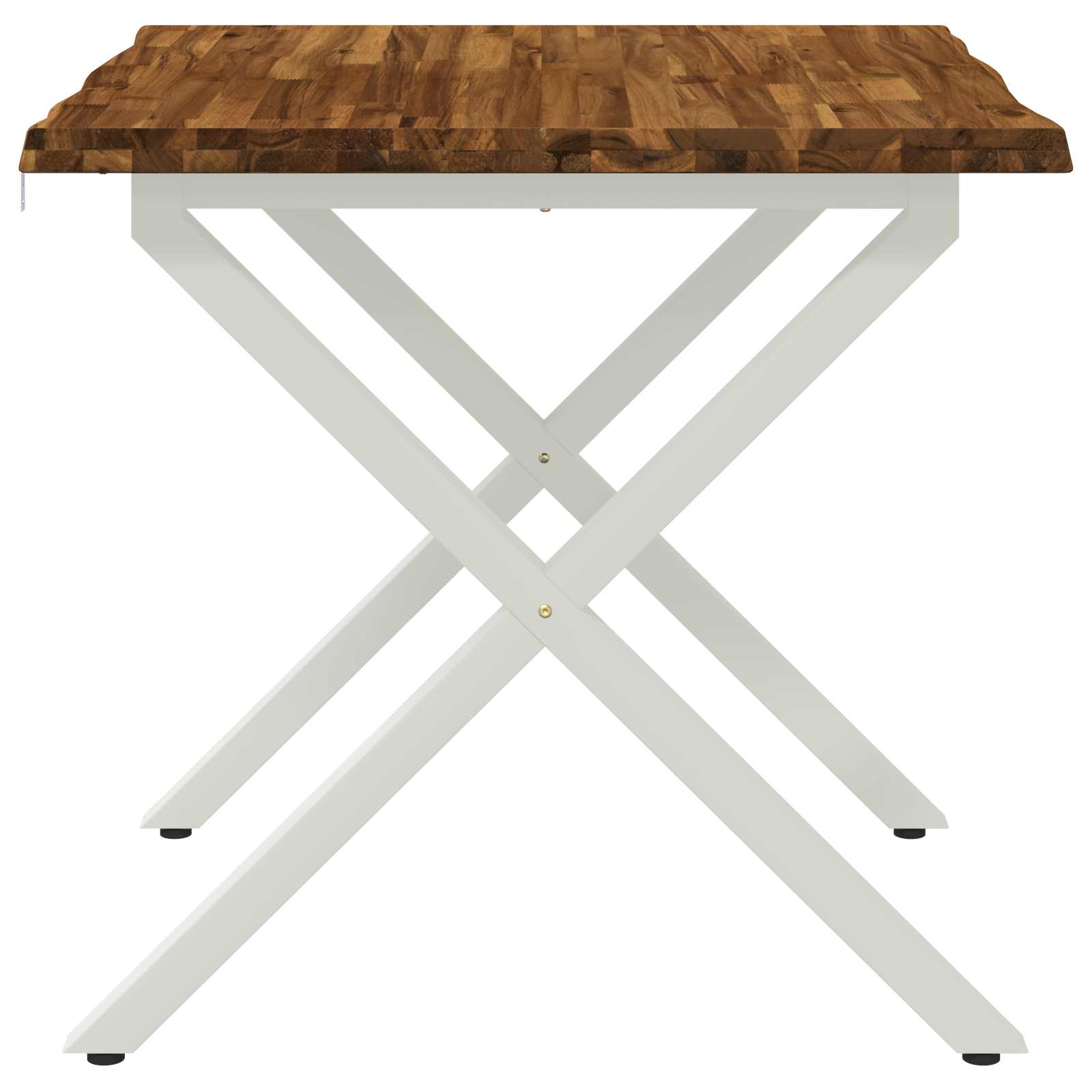 vidaXL - 80 - x - 80 - x - 75 - cm - Massief - Acacia - Hout - Natuurlijk - en - Wit - Vierkant