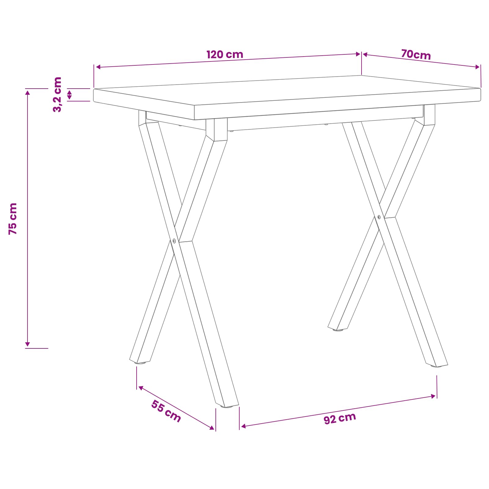 vidaXL Quadratischer Esstisch 120 x 70 x 75 cm Massivholz Akazie – Bild 10