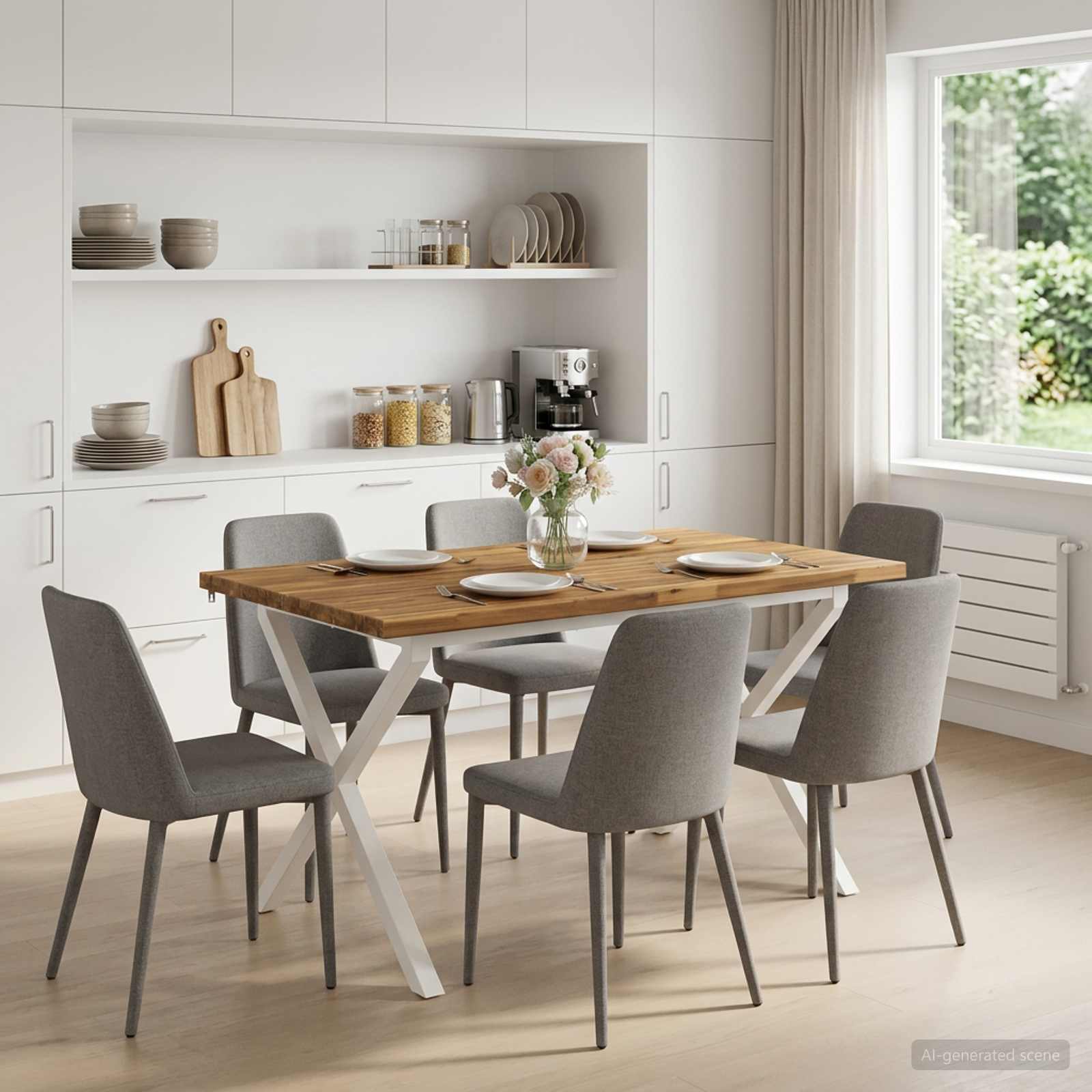 vidaXL Firkantet spisebord 120 x 80 x 75 cm Solid akasietre Hvitvasket