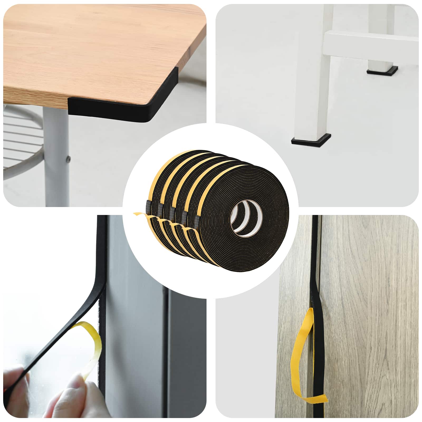 vidaXL Bandă din spumă autoadezivă 5 pcs Negru 15mm x 10m Spumă CR
