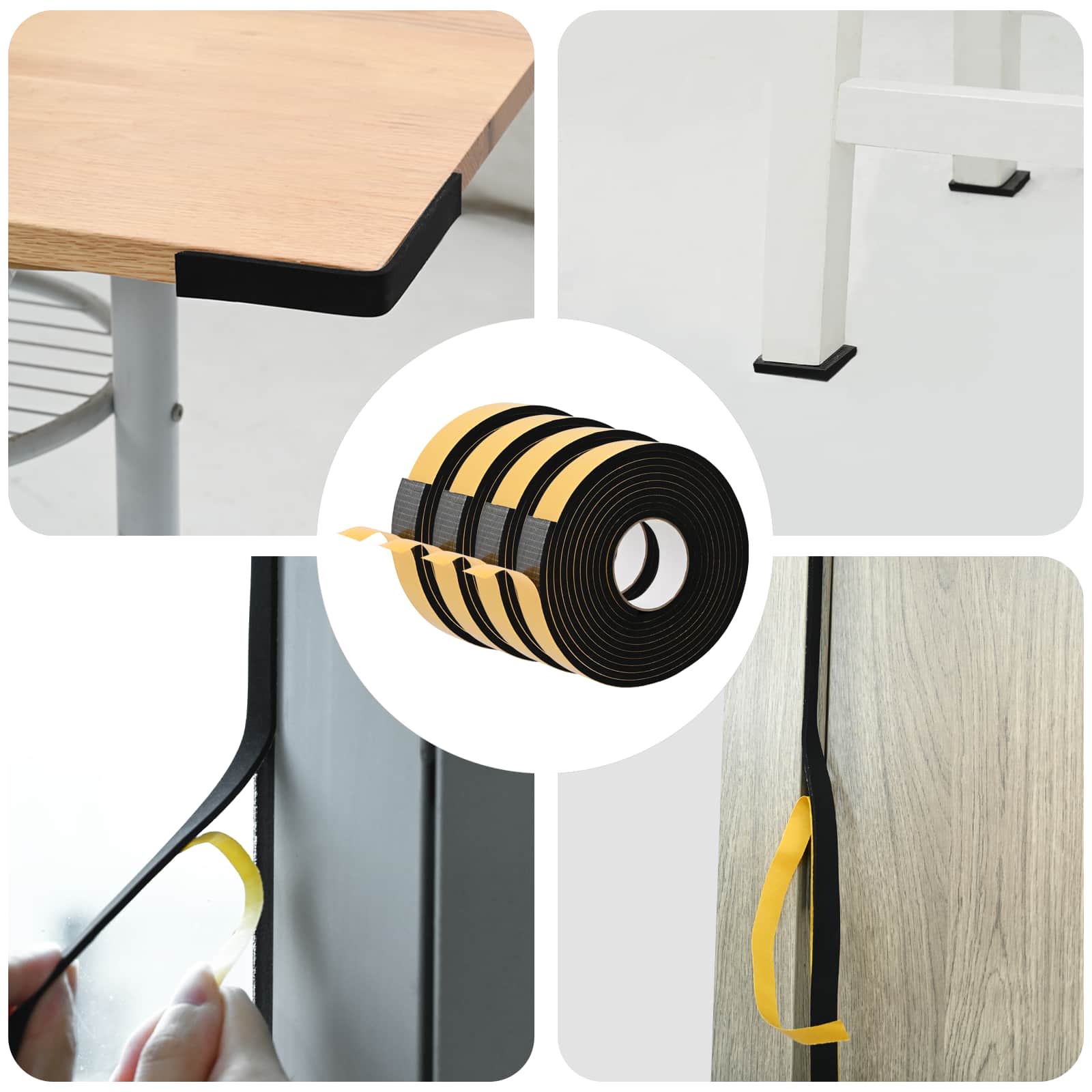 vidaXL Bandă din spumă autoadezivă 4 pcs Negru 30mm x 5m Spumă CR