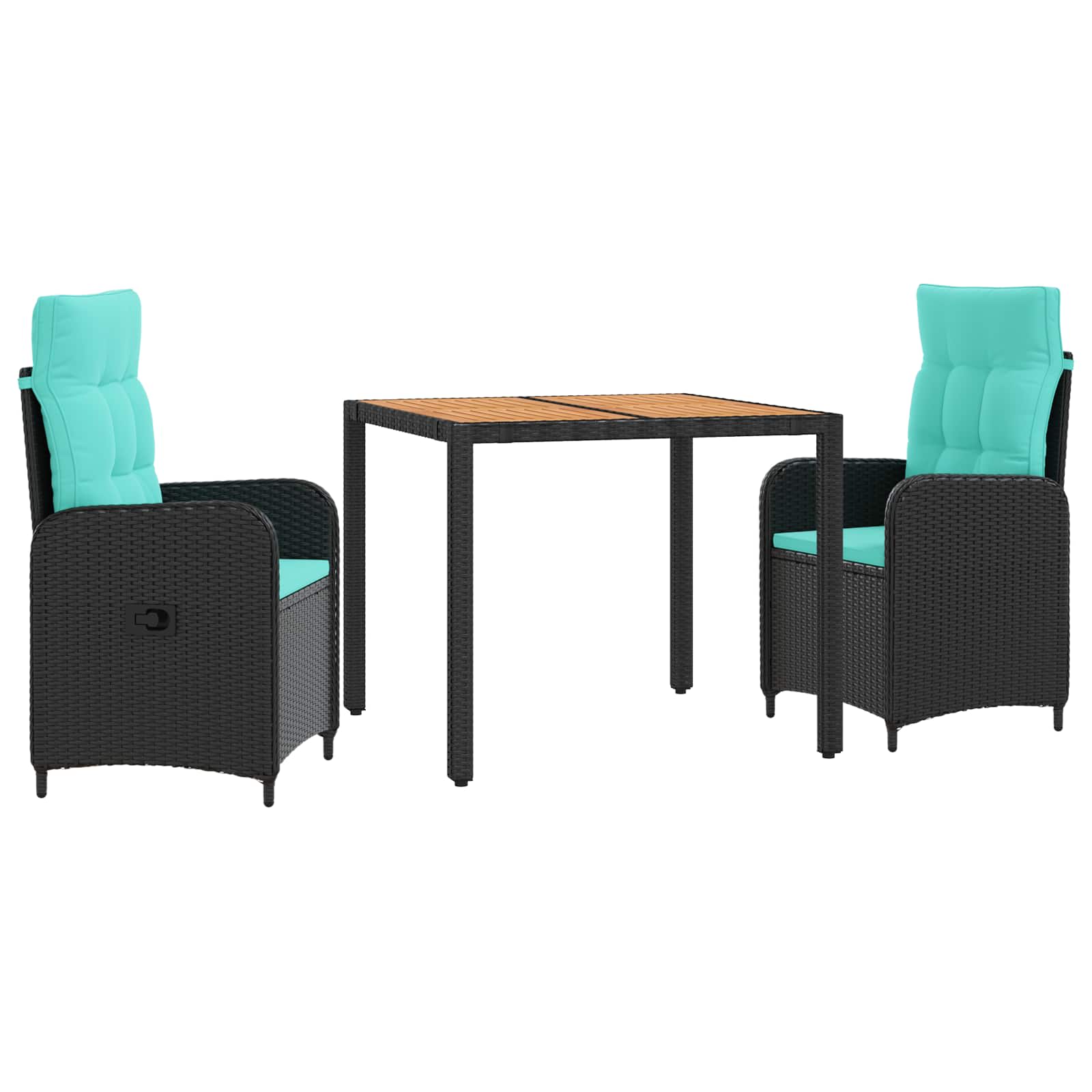 Buiten eettafelset 3 st PE Rattan en Poeder-Coated Staal - Afbeelding 2