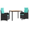 vidaXL &Otilde;ues&ouml;&ouml;gi komplekt 3 tk Black and Turquoise 90 x 90 x 75 cm