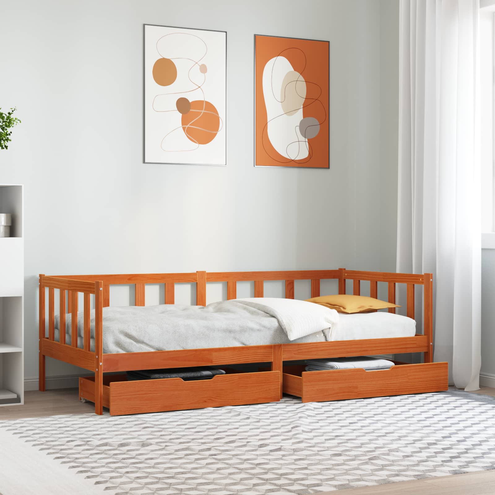 vidaXL Daybed cu headboard 3 pcs Maroniu cerat Lemn de pin masiv