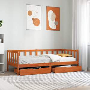 Daybed s čelo 3 pcs Voskově hnědá Masivní borovicové dřevo - obrázek 1