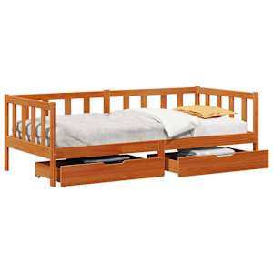 Daybed s čelo 3 pcs Voskově hnědá Masivní borovicové dřevo - obrázek 2