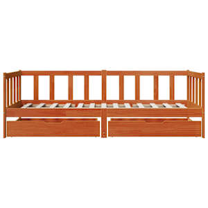 Daybed s čelo 3 pcs Voskově hnědá Masivní borovicové dřevo - obrázek 6