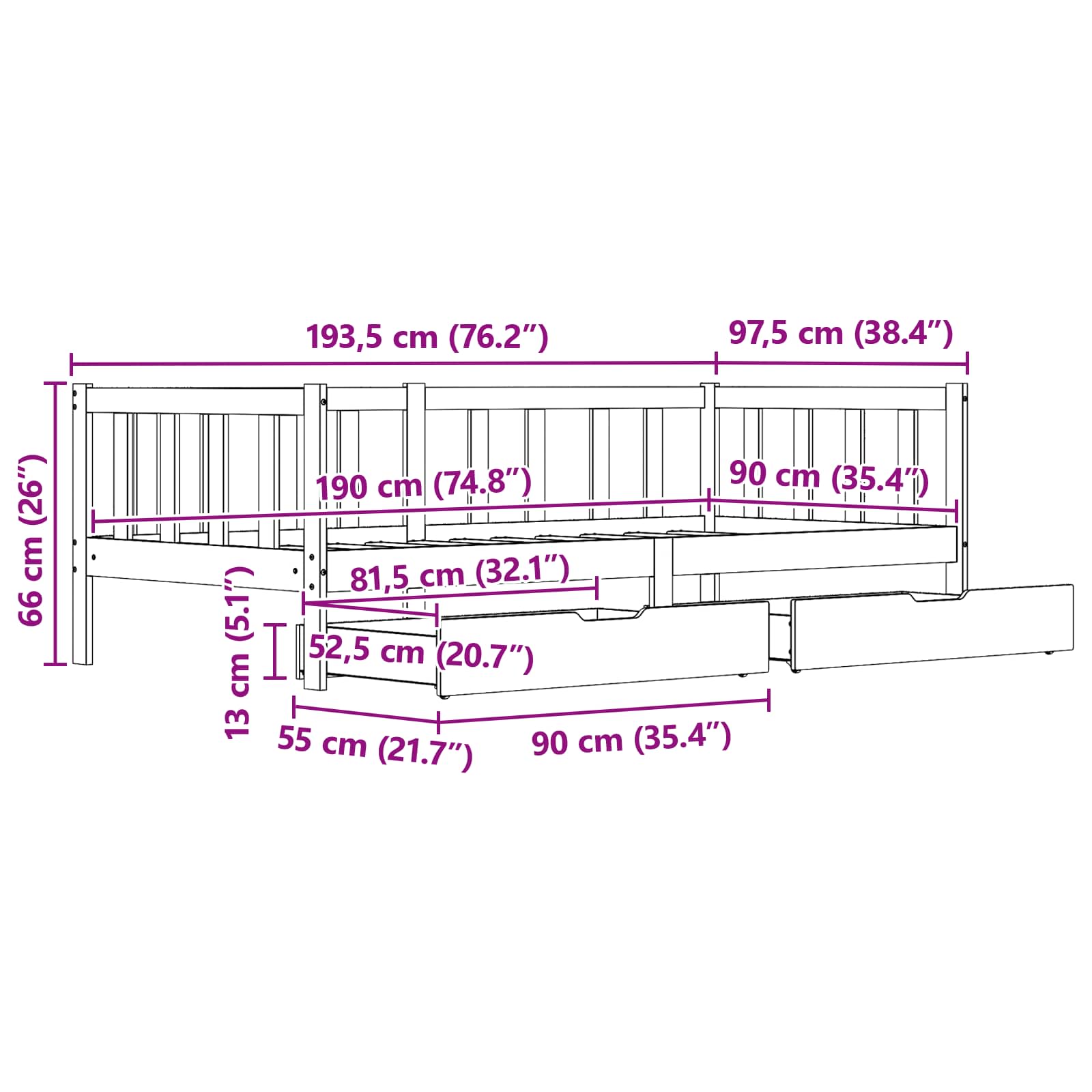 Slaapbank met hoofdeinde 3 pcs Wasbruin Massief Vurenhout image 11