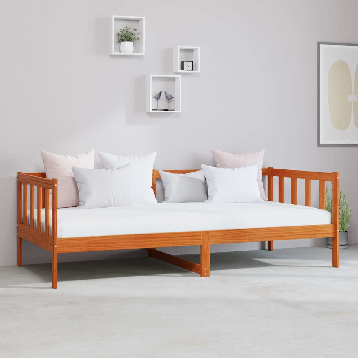 Dag seng med hovedgærde Voks brun og hvid 90 x 200 cm - Billede 3