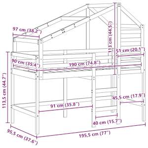 Rám postele loft Voskově Hnědá 90 x 190 cm Masivní borovice - obrázek 12