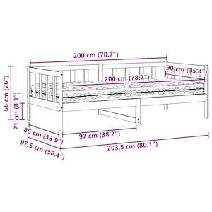 Denní postel s matrací s čelo Voskově hnědá a bílá 90 x 200 cm - obrázek 10