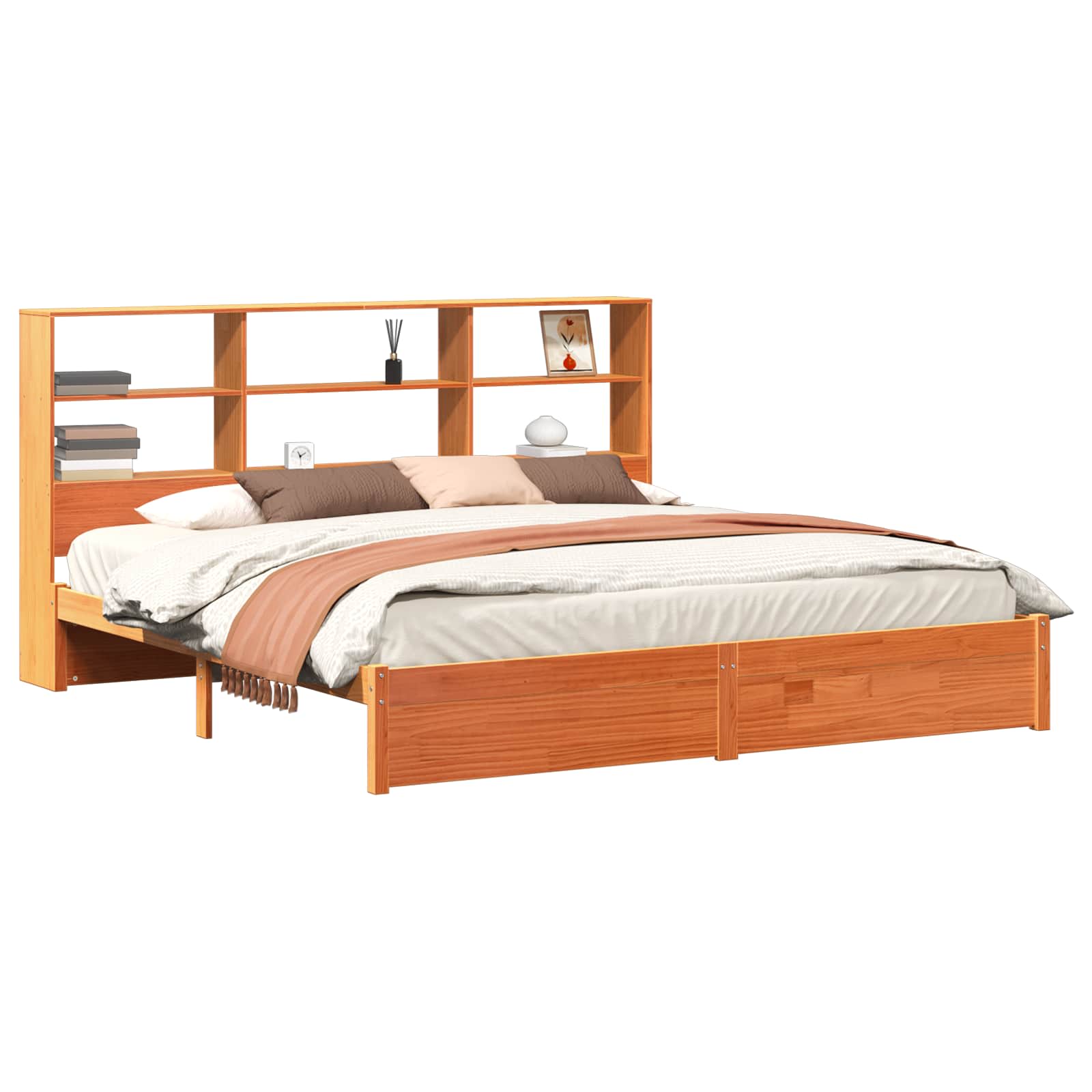 Boekenkast Bedframe Wasbruin 200 x 200 cm Massief Vurenhout image 2