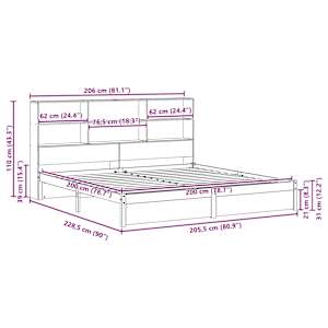 Postelový rám s úložným čelem Voskově Hnědá 200 x 200 cm - obrázek 11