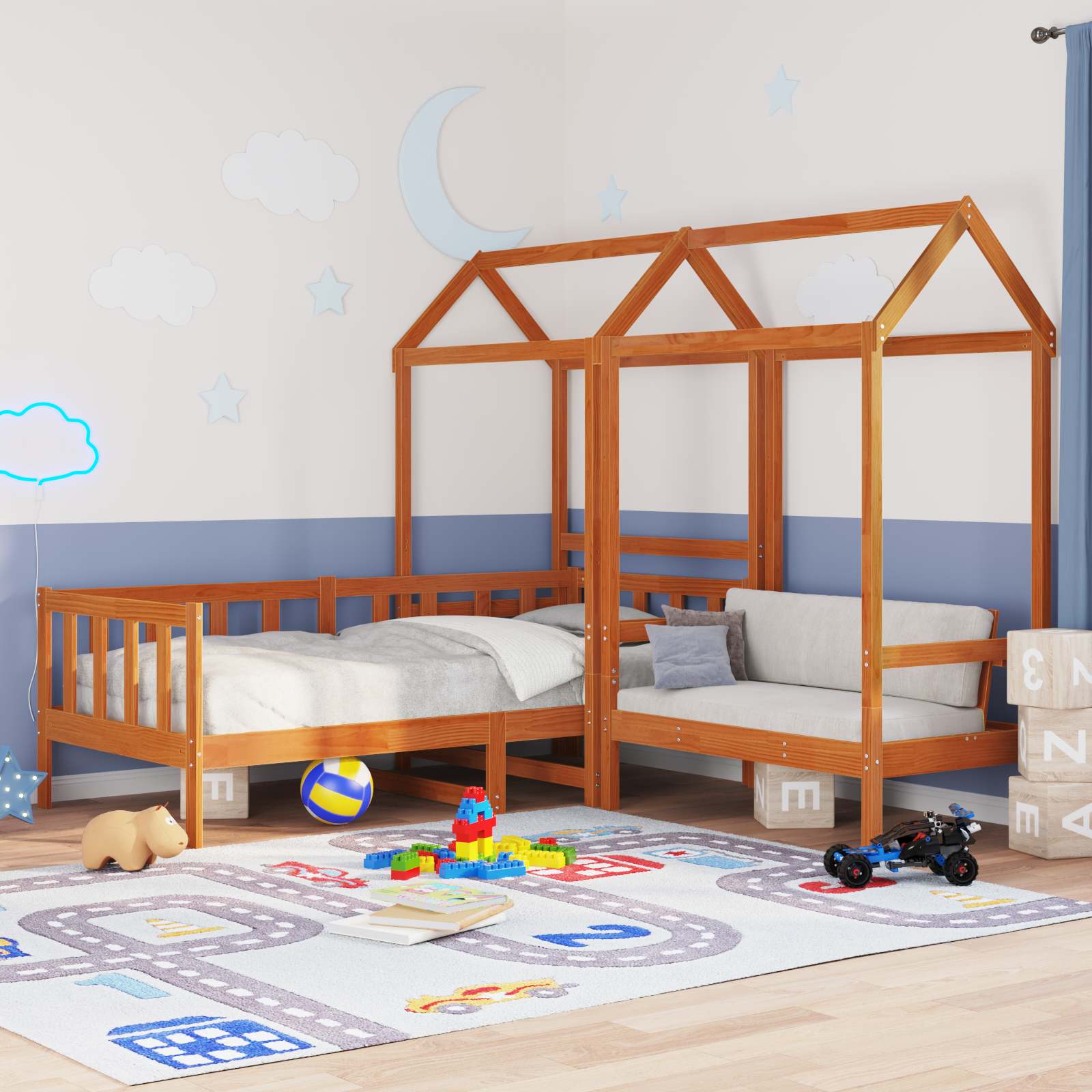 Päivävuoteen setti Vahansävyinen Ruskea 90 x 200 cm