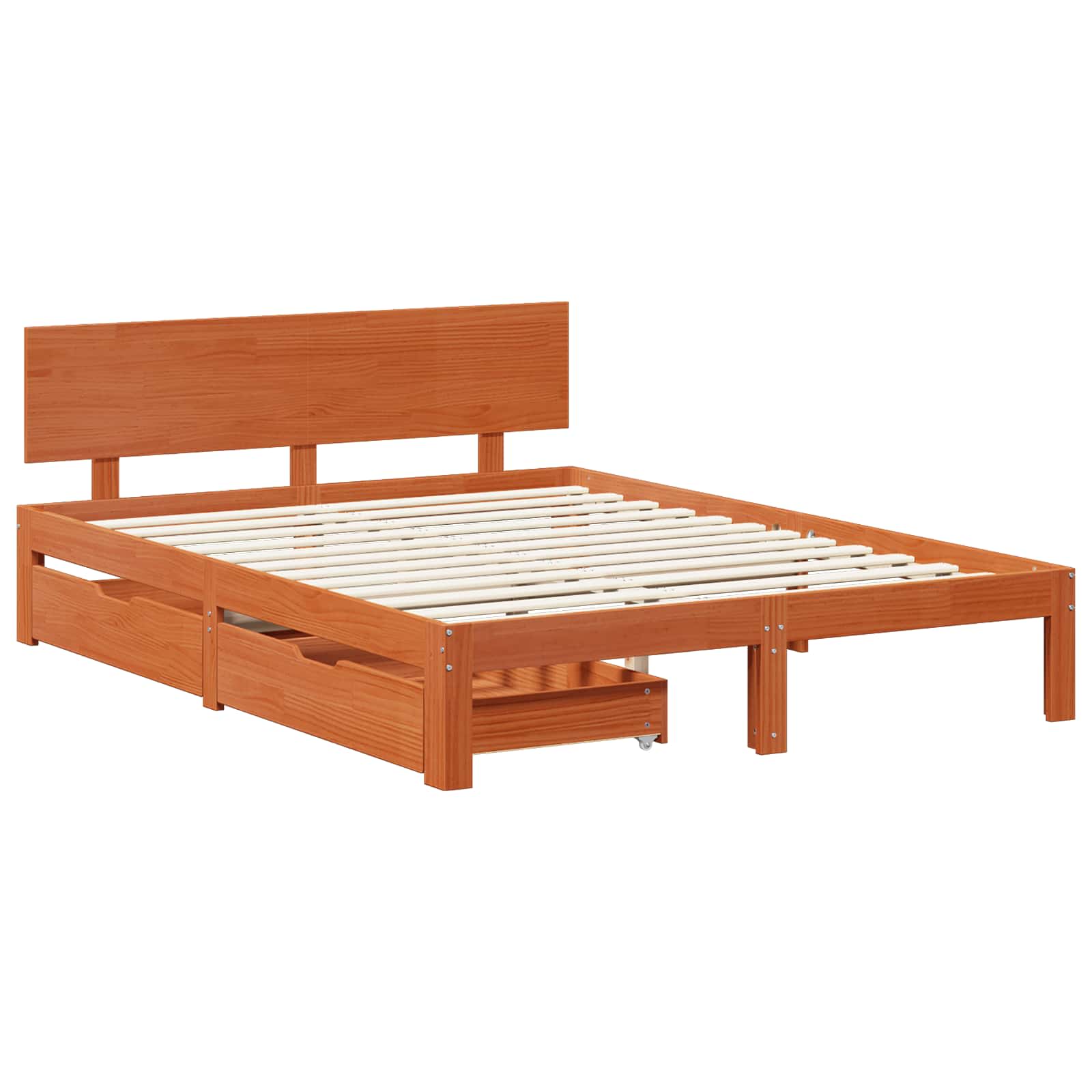 Bedframe met hoofdeinde 3 pcs Wasbruin Massief Vurenhout image 3