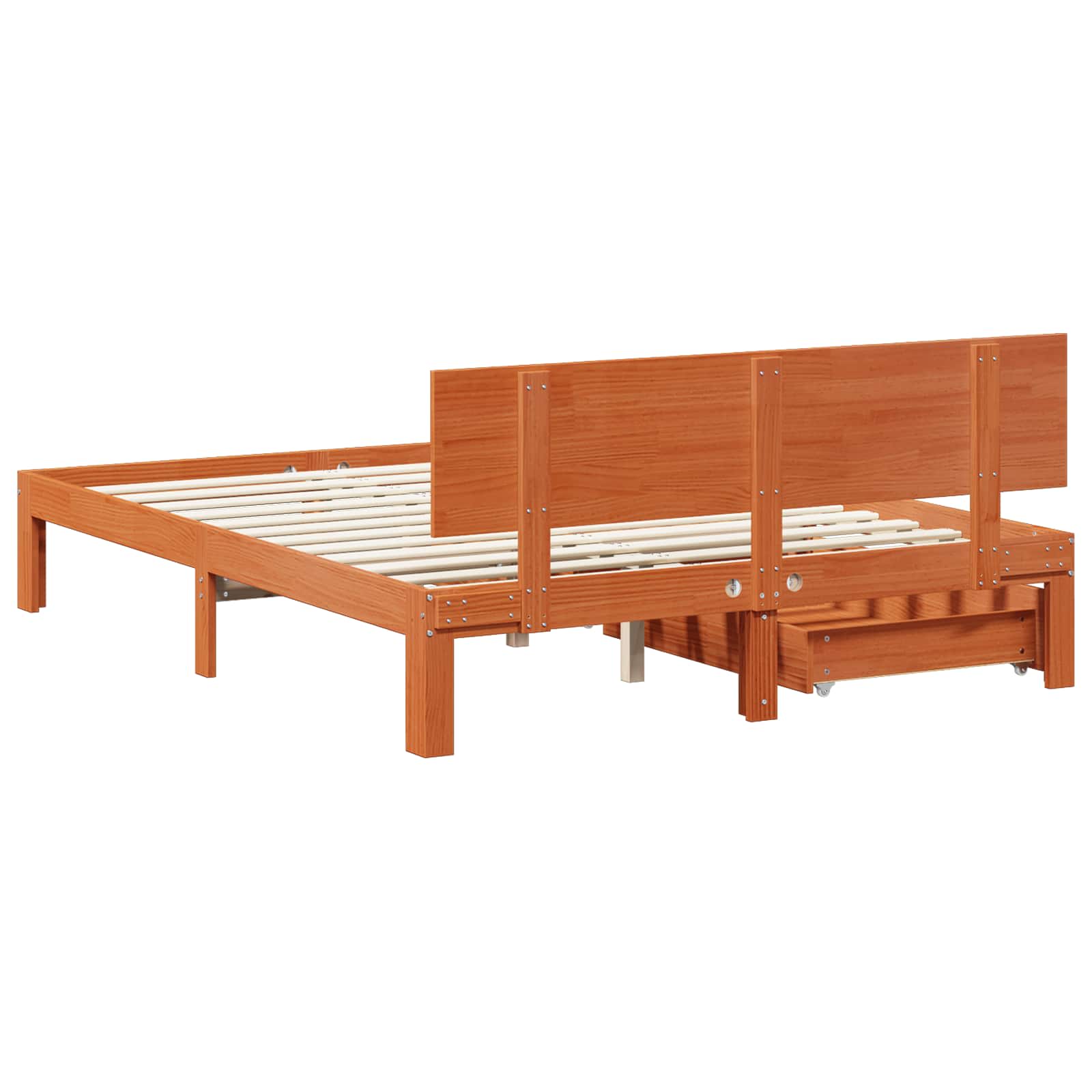 Bedframe met hoofdeinde 3 pcs Wasbruin Massief Vurenhout image 8