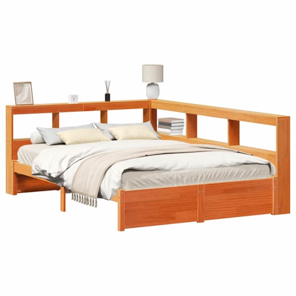 vidaXL Raamatukapitsee voodi &Uuml;ksv&auml;rviline 2 tk Vahapruun 200 x 150 cm