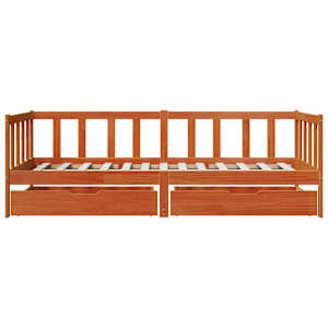 Daybed s čelo 3 pcs Voskově hnědá Masivní borovicové dřevo - obrázek 6