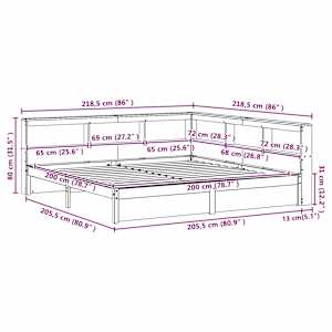Knihovna postel s čelo 2 pcs Voskově hnědá 200 x 200 cm - obrázek 12