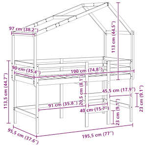 Rám postele loft Voskově Hnědá 90 x 190 cm Masivní borovice - obrázek 12