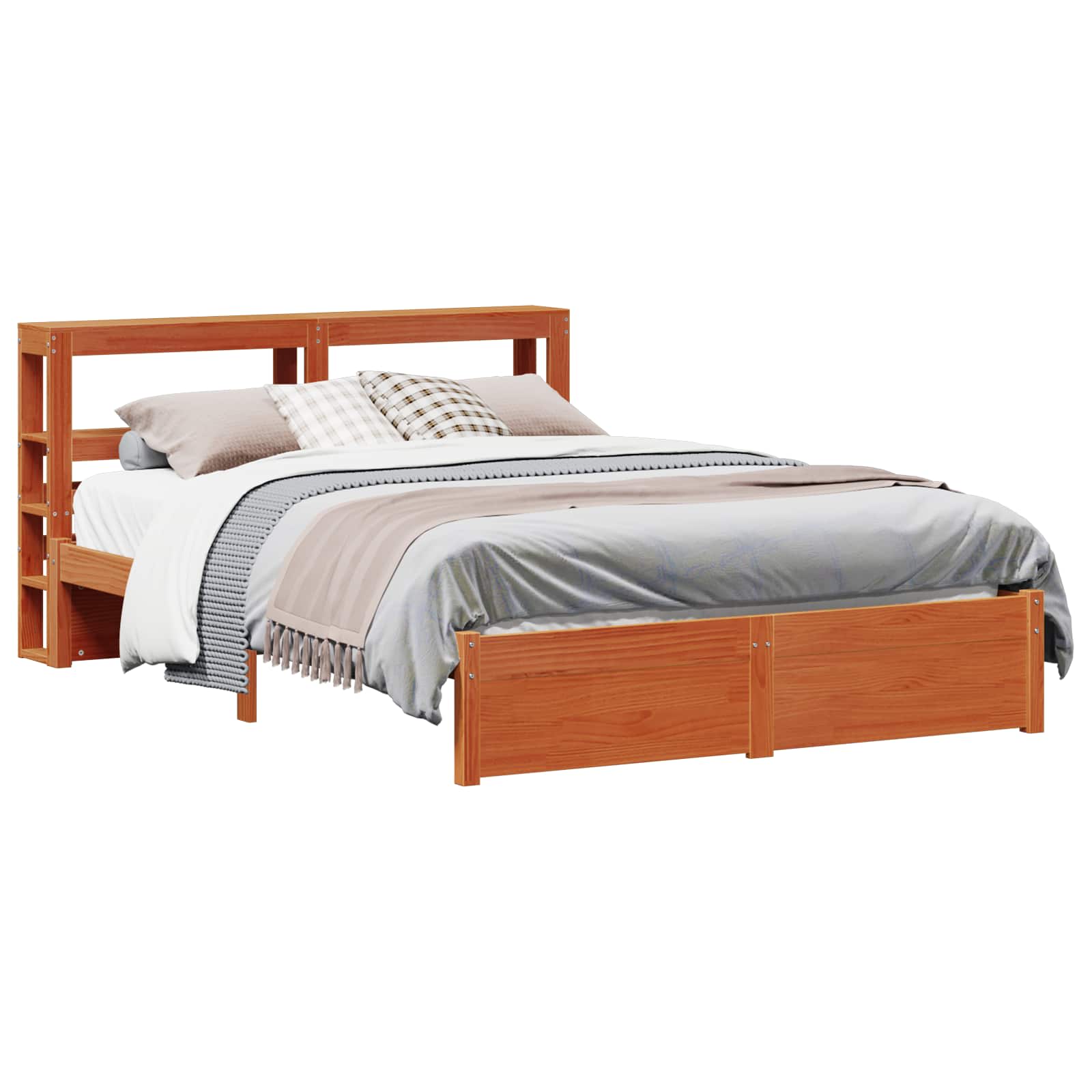 Bedframe met hoofdeinde Wasbruin 150 x 200 cm Massief Vurenhout image 2