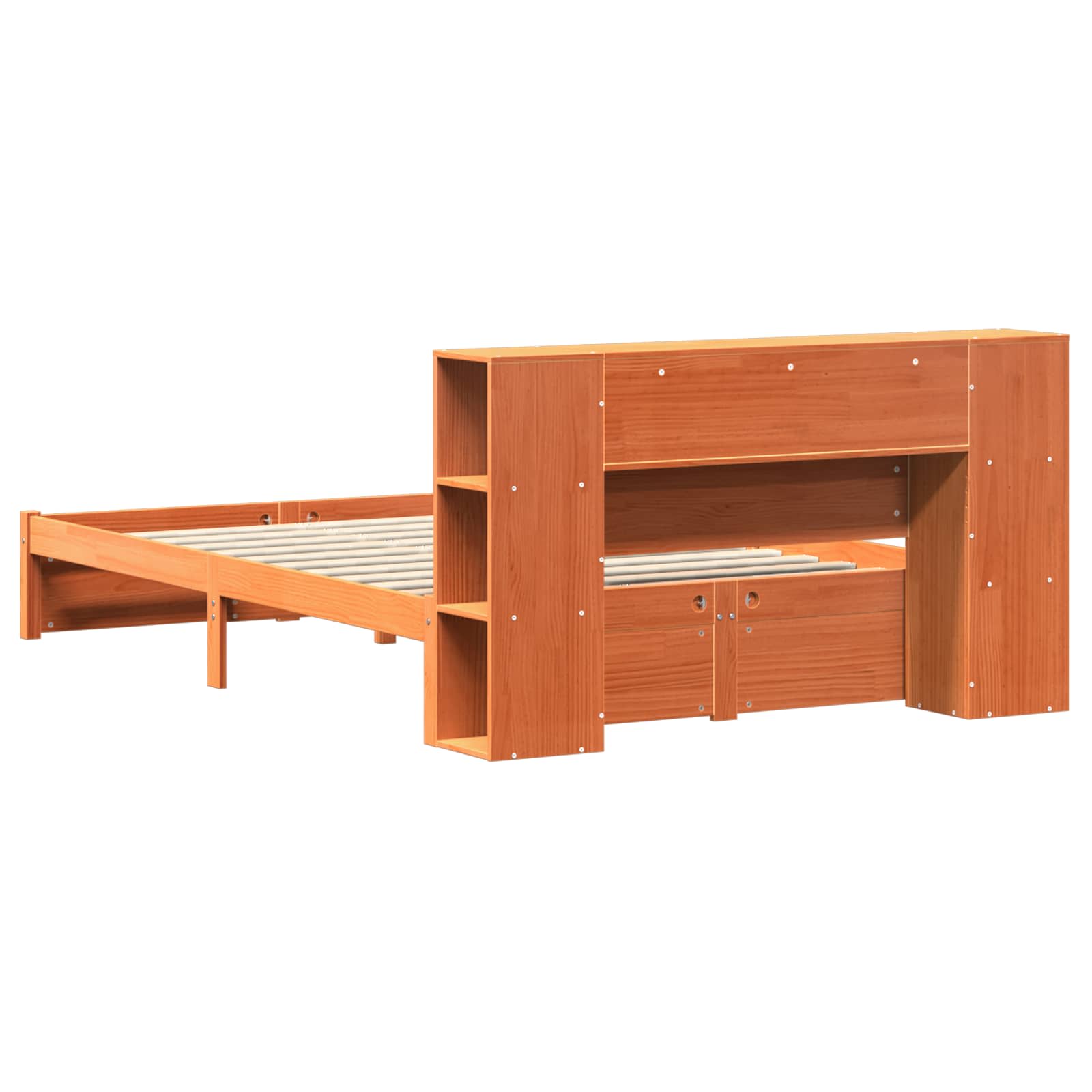 Bedframe met opberghoofdeksel 2 pcs Wasbruin Massief Vurenhout image 8