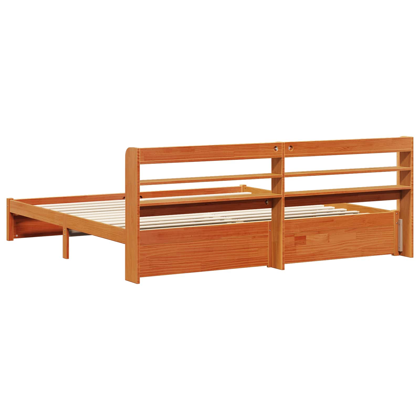 Bedframe met hoofdeinde Wasbruin 200 x 200 cm Massief Vurenhout image 8