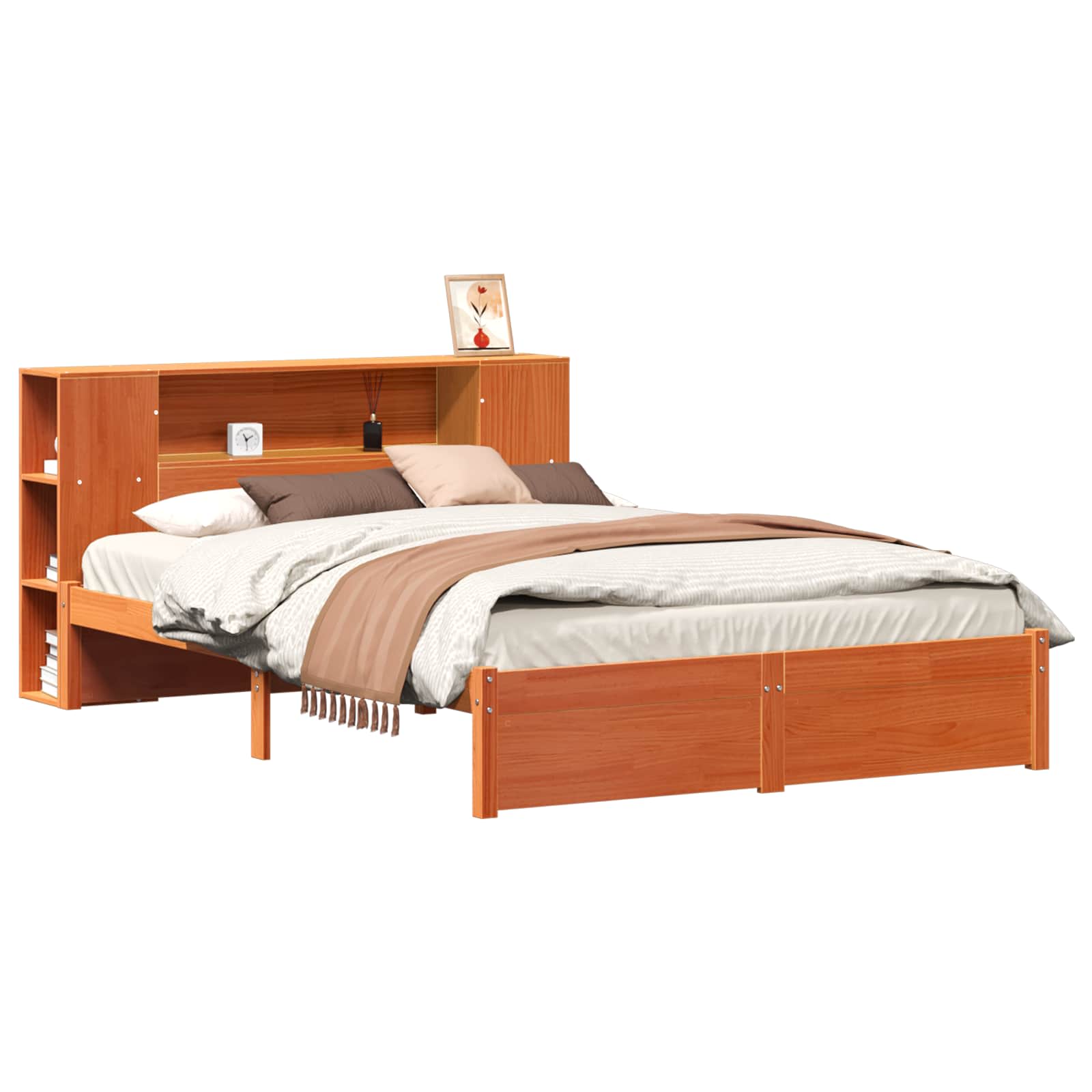 Bedframe met opberghoofdeksel 2 pcs Wasbruin Massief Vurenhout image 2