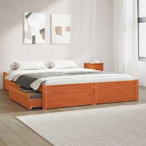 Konstrukcija postelje s predalom Voskast rjav 140 x 200 cm