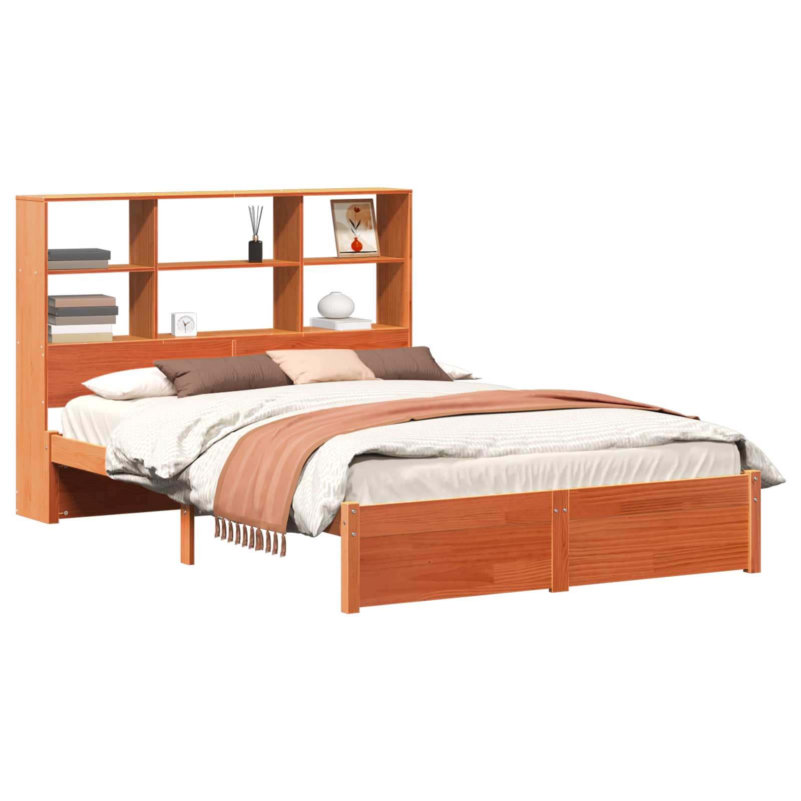 Boekenkast Bedframe Wasbruin 160 x 200 cm Massief Vurenhout image 2
