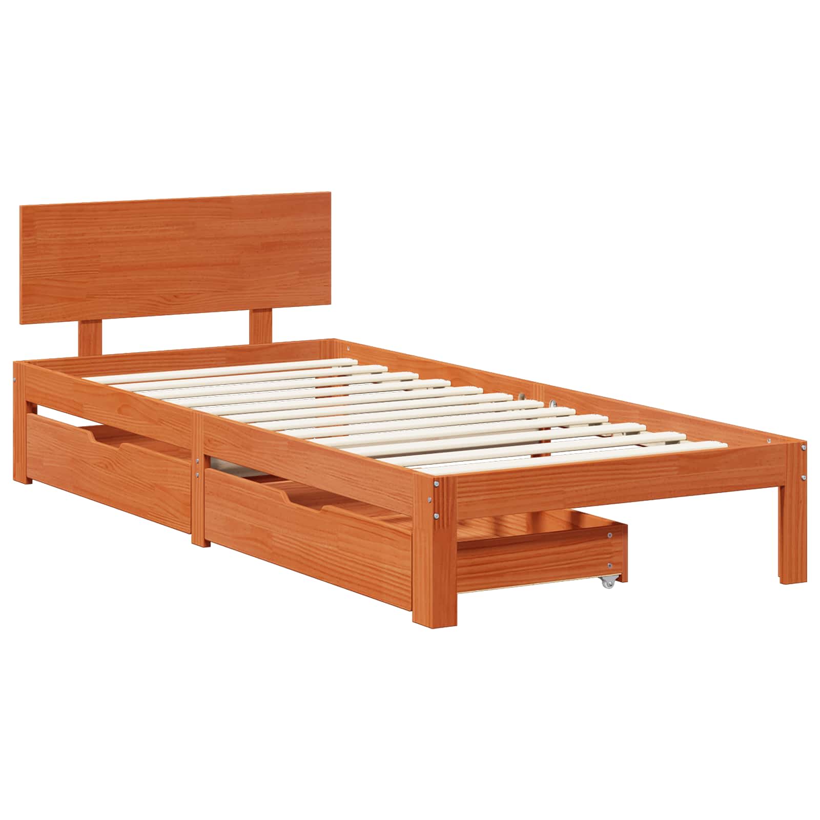 Bedframe met hoofdeinde 3 pcs Wasbruin Massief Vurenhout image 2