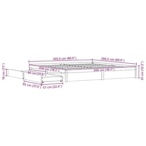 Rám postele Voskově hnědá 200 x 200 cm Masivní borovicové dřevo - obrázek 9