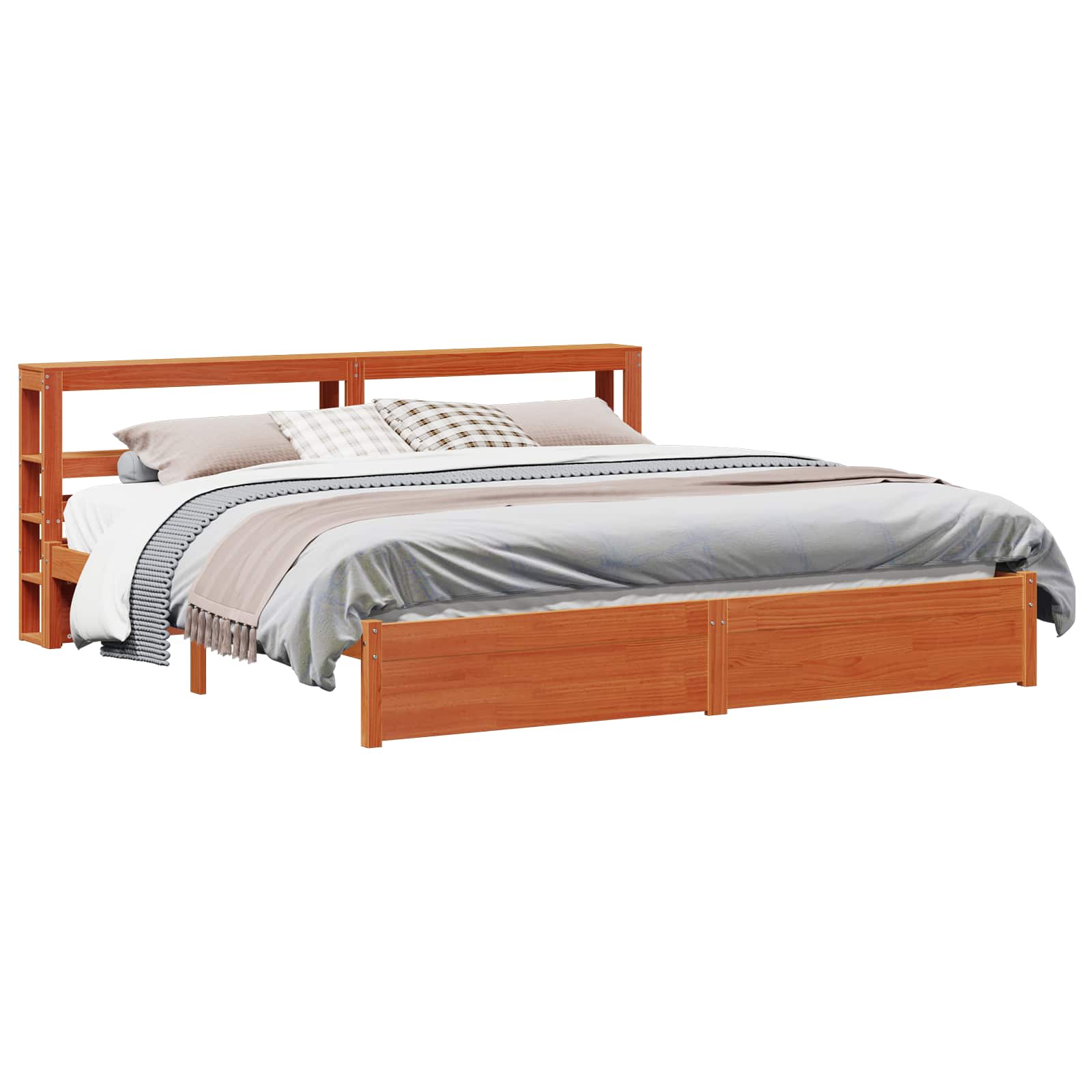 Bedframe met hoofdeinde Wasbruin 200 x 200 cm Massief Vurenhout image 2
