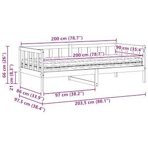 Denní postel s matrací s čelo Voskově hnědá a bílá 90 x 200 cm - obrázek 11