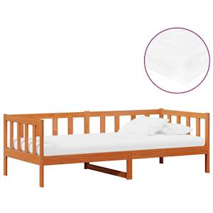 vidaXL P&auml;evavoodi madratsiga peaga Vaha Pruun ja Valge 90 x 200 cm