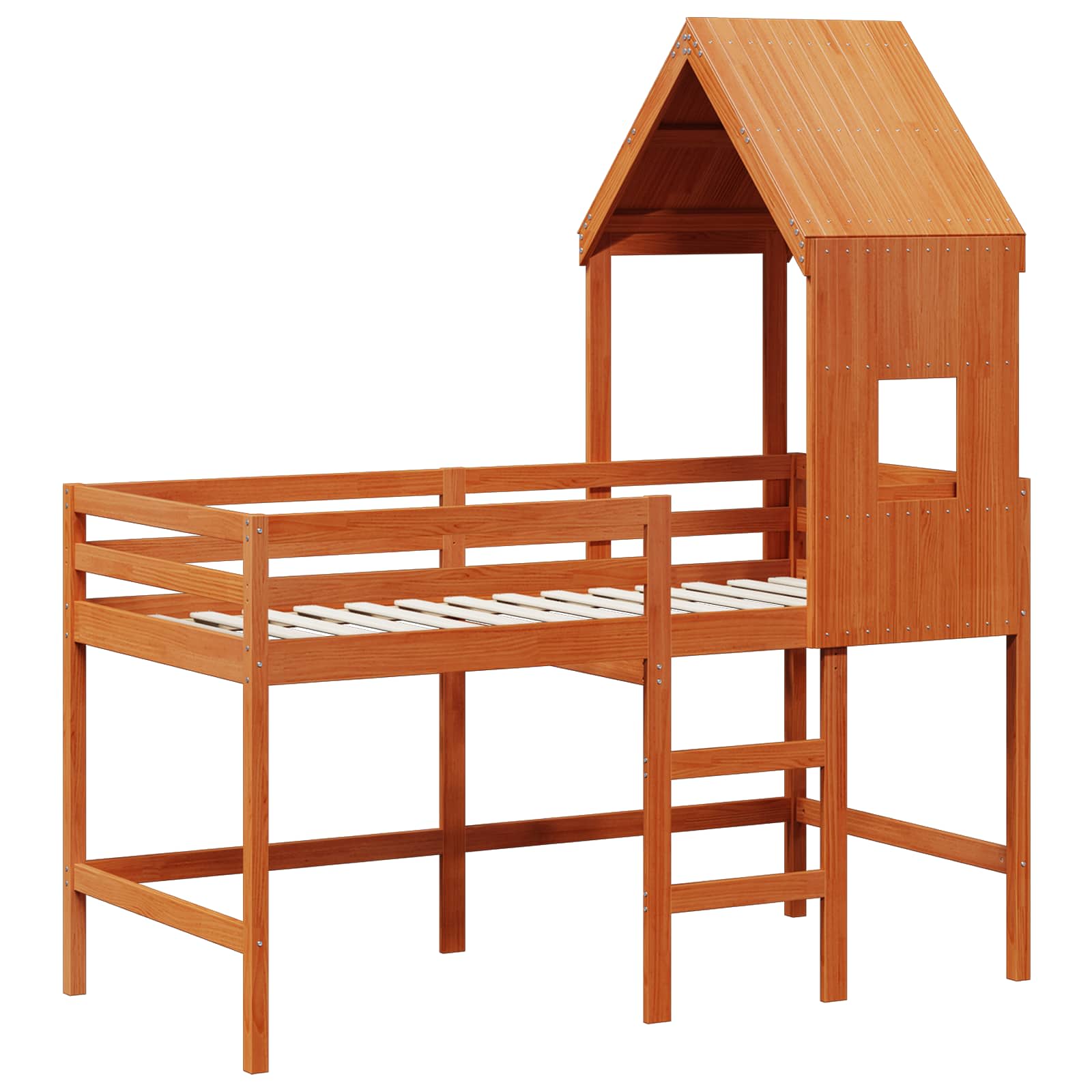 Hoogslaper bedframe Wasbruin 90 x 190 cm Massief grenenhout image 5